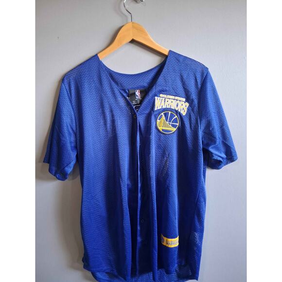 NBA Golden State Warriors Blue Button Up Baseball Jersey Men's Size‎ Medium - Picture 1 of 3